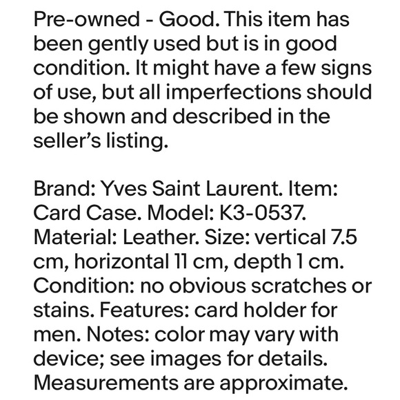 Yves Saint Laurent Midnight Blue Leather Wallet - Picture 9 of 9